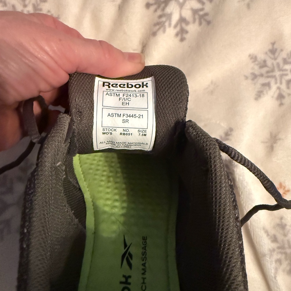 Reebok Charcoal Shoes with Lime Insole
